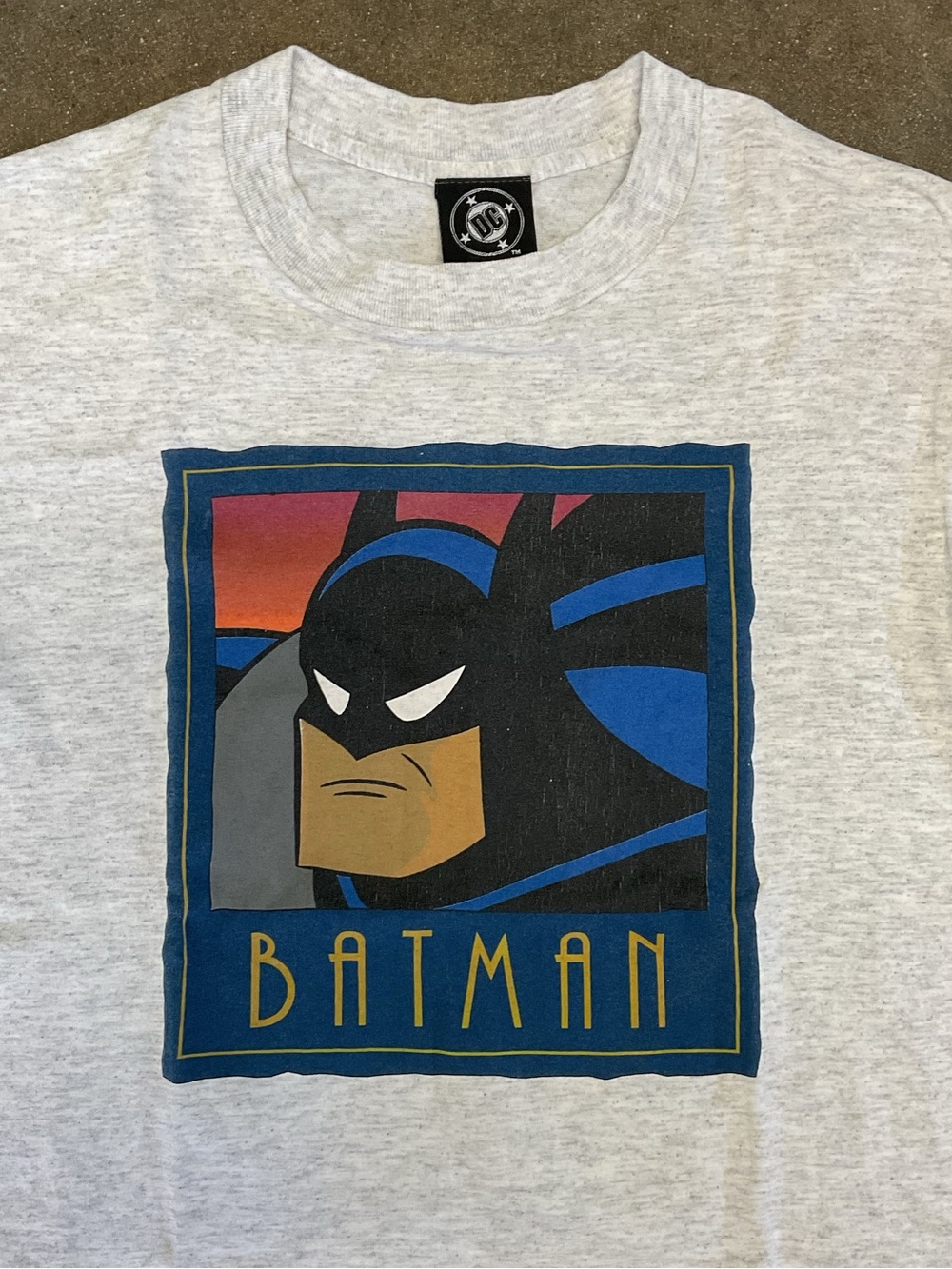 DC Comics Batman Single Stitch Vintage Graphic Tee Light Gray Mens Small 90s